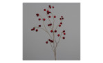Kugelzweig 117 cm mit braunen Kunststoffzweigen und kleinen, runden, dunkelroten Blüten vor grauem Hintergrund.
