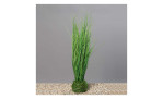 Gras 55 cm aus Kunststoff in grün, sowie ein Erdball in grün. Auf einem Hintergrund in grau.