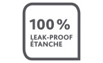 Auf der Emsa Frischhaltedose Clip & Close 800 ml steht in fetter Schrift in einem transparenten, abgerundeten Quadrat: 100% LEAK-PROOF ÉTANCHE.