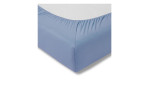 Estella Jersey-Spannbettlaken 100x200 cm in hellblau, abgebildet auf einer Matratzenecke vor weißem Hintergrund.