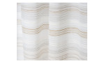 Schlaufenschal Colada von Ambiente Trendlife: weiße Synthetik-Gardine mit gewellten beigen und steingrauen Streifen, 140x245 cm.