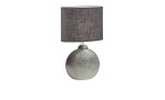 Tischleuchte Foro 39 cm in silber mit grauem Lampenschirm.