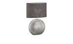 Tischleuchte Foro 53 cm in silber mit grauem Lampenschirm.