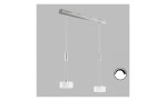Die LED-Pendelleuchte Lavin 64 cm von Fischer-Honsel aus silberfarbenem Metall mit zylindrischen Glasschirmen.