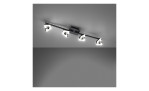 Fischer-Honsel LED-Deckenleuchte Ray 78 cm, modernes schwarzes Metall mit 4 verstellbaren LEDs, an weißer Decke.