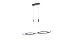 Die Fischer-Honsel LED-Pendelleuchte Torcido 110,5 cm besteht aus zwei wellenförmigen LED-Leisten in Schwarz Metall, die an der Decke montiert werden.