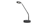 Fischer-Honsel Tischleuchte Dent: mattschwarze Tischleuchte mit rundem Sockel, verstellbarem Arm und inklusive Glühbirne.