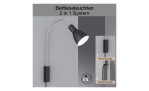 Die Wandleuchte Lolland von Fischer-Honsel ist eine flexible schwarze Wandleuchte mit zwei Befestigungsmöglichkeiten, wie in den Abbildungen gezeigt.
