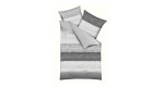 Jersey-Bettwäsche Cando 135 x 200 cm Set in grau-weiß gestreift mit Bettdecke und zwei passenden Kissen.