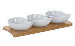 Dipschälchen-Set Philipa 4-tlg. in weiß mit Bambus Platte