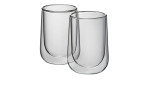 Zwei Latte-Macchiatoglas Fontana 250 ml doppelwandige Becher (2er-Set) nebeneinander auf weißem Grund.