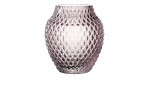 Die Leonardo Vase Poesia 11 cm in Violett hat ein rundes, strukturiertes Rautenmuster - ideal zur Dekoration.