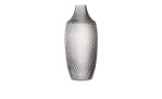 Leonardo Vase Poesia, 40 cm, grau, mit diamantgemusterter Oberfläche & schmalem Hals vor weißem Hintergrund.