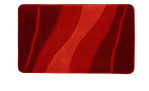 Badteppich Ocean 60 x 100 cm von Kleine Wolke, rot, mit dunklerroten und orangenen Wellenstreifen, Synthetikfaser.