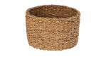 Runder Korb 25 x 15 cm aus Natur Braun Wicker, geflochten, auf weißem Hintergrund.