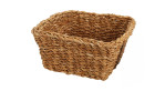 Korb 20 x 23 cm, rechteckig und geflochten in Natur Braun, ideal als Dekoration oder Zubehör auf Weiß.