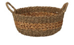 Korb 30 x 25 cm mit zwei Griffen, breiter Natur Braun-Streifen; aus Naturfasern.