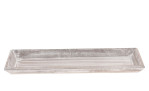 Tablett 40 x 14 cm: Rechteckiges, flaches Tablett mit weiß gekalktem Finish, ideal für Dekorationen.