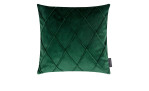 Die Kissenhülle Nobless 40x40 cm ist aus grünem Synthetikfaser-Samt und diamantgesteppter Optik gefertigt.