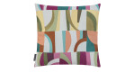 Kissenhülle Amana 45x45 cm mit buntem geometrischem Muster in Grün-, Gelb-, Orange-, Lila- und Blautönen.