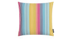 Kissenhülle Nizza 50 x 50 cm aus Synthetikfaser mit bunten Vertikalstreifen auf weißem Grund.