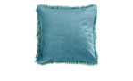 Kissenhülle Cuddly 40 x 40 cm in teal mit glatter Mitte, flauschige Synthetikkanten, abgebildet auf weißem Hintergrund.