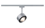 Der LED-Schienenspot URail 17 cm ist eine moderne silberne Stromschiene mit verstellbarem Strahler, inklusive Leuchtmittel.
