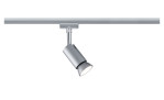 Spot URail 11 cm: Silberfarbene Stromschiene mit Metallakzenten, Deckenschiene, einschaltbar.
