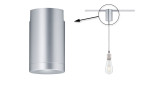 Silberfarbener URail Pendel-Adapter 10 cm aus Kunststoff, zylindrisch, incl. Leuchtmittel für Decken-Track.
