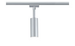 Silberfarbener Spot URail 19 cm, Leuchtmittel inklusive, an waagerechter Schiene vor Weiß.