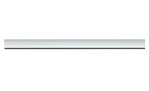 Eine 200 cm lange Schiene URail, waagerecht, silber, mit glatter Oberfläche und weißem Glanz, wirft einen leichten Schatten darunter.