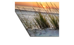 Glas-Art 50 x 50 cm, Strandlandschaft mit einem Sonnenuntergang, Detailfoto von einer Ecke