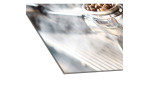 Glasbild Cafe 20 x 20 cm. Glasbild mit dem Thema - Kaffee. Detailansicht der Ecke.