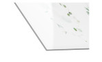 Glas-Art Watercoloured Leaves 20 x 20 cm. Glasbild mit dem Thema - Blätter. Detailansicht der Ecke.