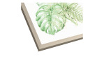 Pro-Art Rahmenbild Green Leaf III (28x28 cm): gerahmtes Kunstwerk mit tropischen Blättern, Glas-Detail & goldenem Text auf Weiß.