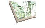Das Pro-Art Rahmenbild Jungle 28 x 28 cm zeigt aquarellierte tropische Blätter in einem MDF-Rahmen, von der Ecke aus betrachtet.