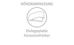 Graues Symbol der herausnehmbaren Einlegeplatte, deutsch: Höhenanpassung Einlegeplatte, für Paradies Nackenkissen FlexoGel Relax 40x80 cm.