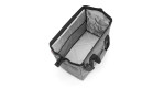 Reisenthel Reisetasche Allrounder L in Twist Silver, hochwertiges Polyester, offene Oberseite, schwarze Henkel.
