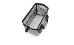 Reisenthel Reisetasche Allrounder M: graue rechteckige Tasche, 40 cm breit, schwarze Griffe, isolierte Polyester-Innenseite.