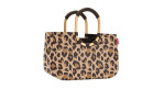 Reisenthel Einkaufstasche Loopshopper M, Leopard-Print, goldene & schwarze Henkel, recyceltes Polyestergewebe.