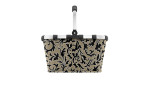 Der Reisenthel Einkaufskorb Carrybag aus recyceltem Polyester hat ein barockes Marmordesign und einen schwarz-weißen Griff.