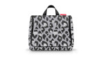 Reisenthel Kulturtasche Toiletbag XL aus recyceltem Polyester mit grauem Leopardenmuster, schwarzem Griff & Reißverschluss.