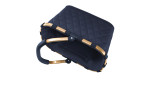 Reisenthel Einkaufskorb Carrybag in gestepptem Schwarz mit 3D-Steppdesign, goldenem Aluminiumrahmen und gebogenem Griff.