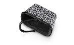 Reisenthel Einkaufskorb Carrybag: Offene Tragetasche mit schwarzen Griffen, grau/schwarzer Leopardenprint, recyceltes Polyester.