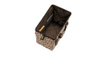 Reisenthel Reisetasche Allrounder L in Leopardenmuster, braunes Polyesterfutter, Seitentaschen für Laptop und Buch.