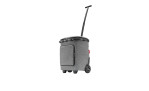 Der Reisenthel Einkaufstrolley Carrycruiser Plus verfügt über kugelgelagerte Räder, einen schwarzen Griff, eine Vordertasche und recyceltes Polyester.