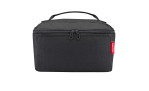Frontansicht der Reisenthel Kosmetiktasche Beautycase in schwarz, aus recyceltem Polyester mit Tragegriff und Doppelreißverschluss.