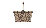 Reisenthel Einkaufskorb Carrybag XS in Leo Macchiato Druck, recyceltes Polyester, brauner Einzelgriff.