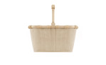 Ein beiger Einkaufskorb Carrybag von Reisenthel, mit Holzgriff, aus recyceltem Polyestergewebe.