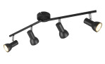 Strahler Cantar 60,5 cm Deckenschiene mit 4 verstellbaren schwarzen Strahlern, inklusive einem Leuchtmittel.